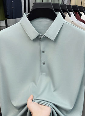 2026夏季新款桑蚕丝翻领短袖POLO衫男商务休闲冰感上衣