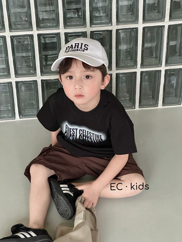 尔菲梵EC潮牌夏天季款男宝宝小童装纯棉短袖圆领英文吸汗透气t恤