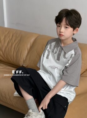 EFF尔菲梵潮牌Ec中大男童装夏天季新款韩版设计款短袖纯棉polo衫