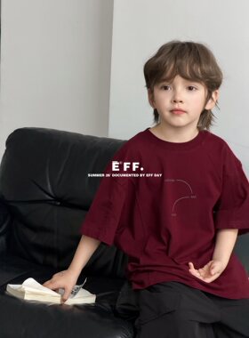 EFF尔菲梵潮牌Ec中大男童装夏天季短袖t恤儿童韩版立体拼接上衣潮