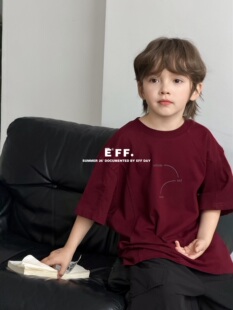 EFF尔菲梵潮牌Ec中大男童装夏天季短袖t恤儿童韩版立体拼接上衣潮