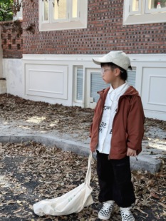 尔菲梵EC潮牌EFF男秋季款中大童装帅气口袋拼接拉链冲锋风衣外套