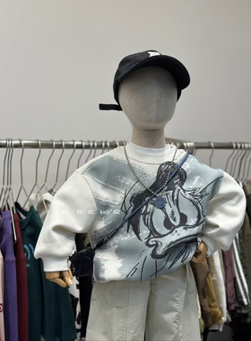 尔菲梵EC潮牌男冬天季款加厚一体绒小童装搞怪唐老鸭圆领痞帅卫衣