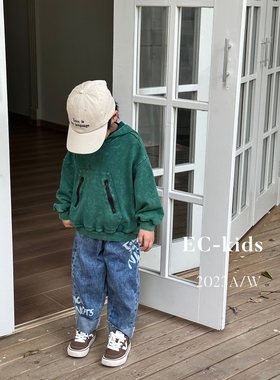 尔菲梵EC潮牌小童装秋天季款男宝长袖纯棉束袖拉链口袋卫衣上衣