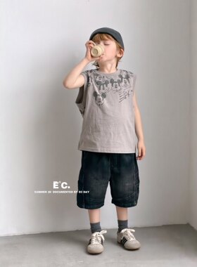 Ec尔菲梵潮牌小男孩宝宝童装夏天季米奇韩版设计新款纯棉无袖背心