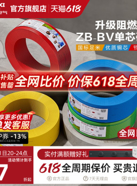 德力西电线铜芯铜线B阻燃bv单芯硬线2.5 4 6 10平方家装国标电缆