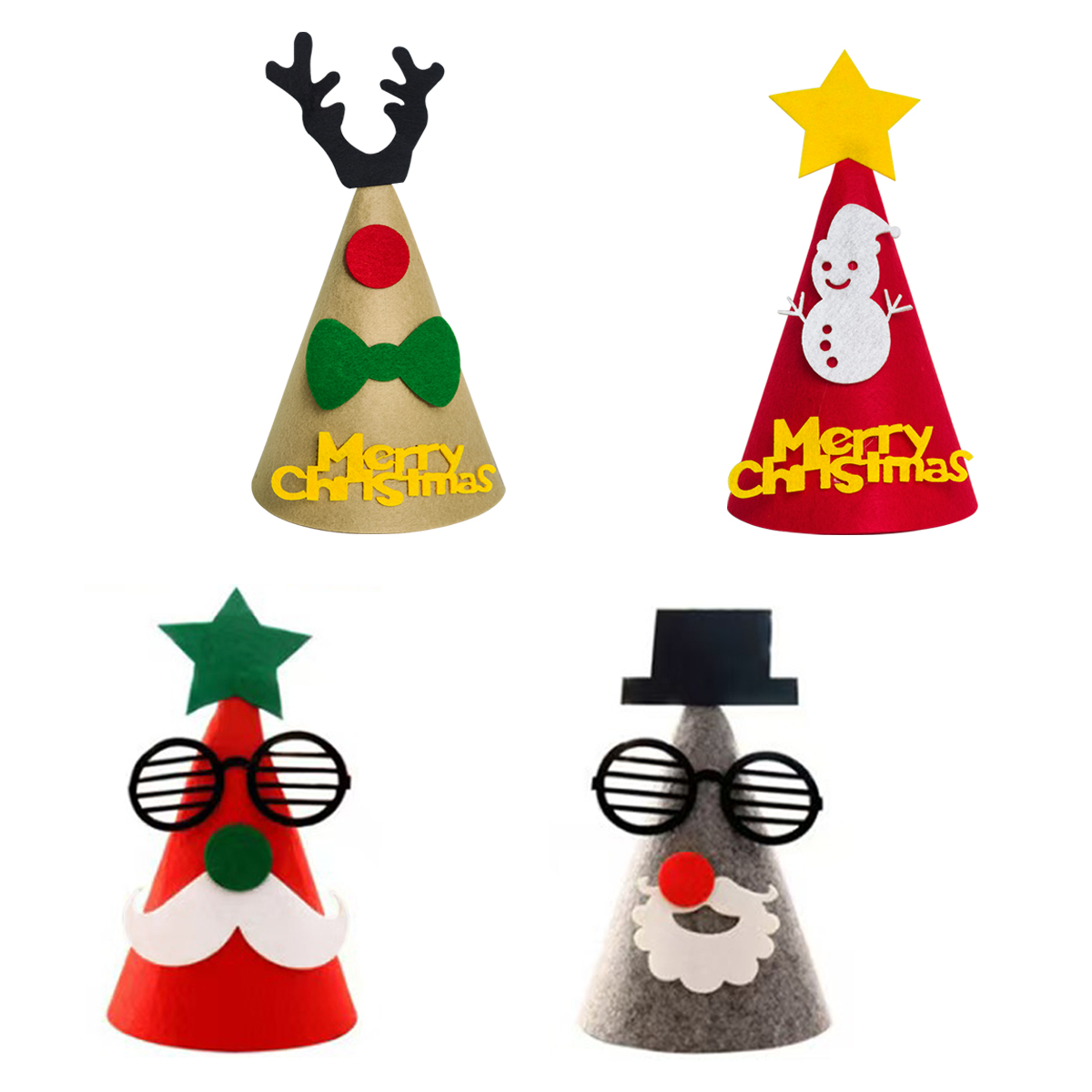 新款圣诞节装饰帽卡通拍照聚会派对圣诞礼物无纺布圣诞帽子装饰品