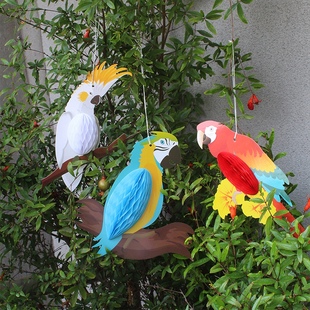 扮挂饰 店面橱窗森林布置道具教室装 夏威夷风格 金刚彩色立体鹦鹉