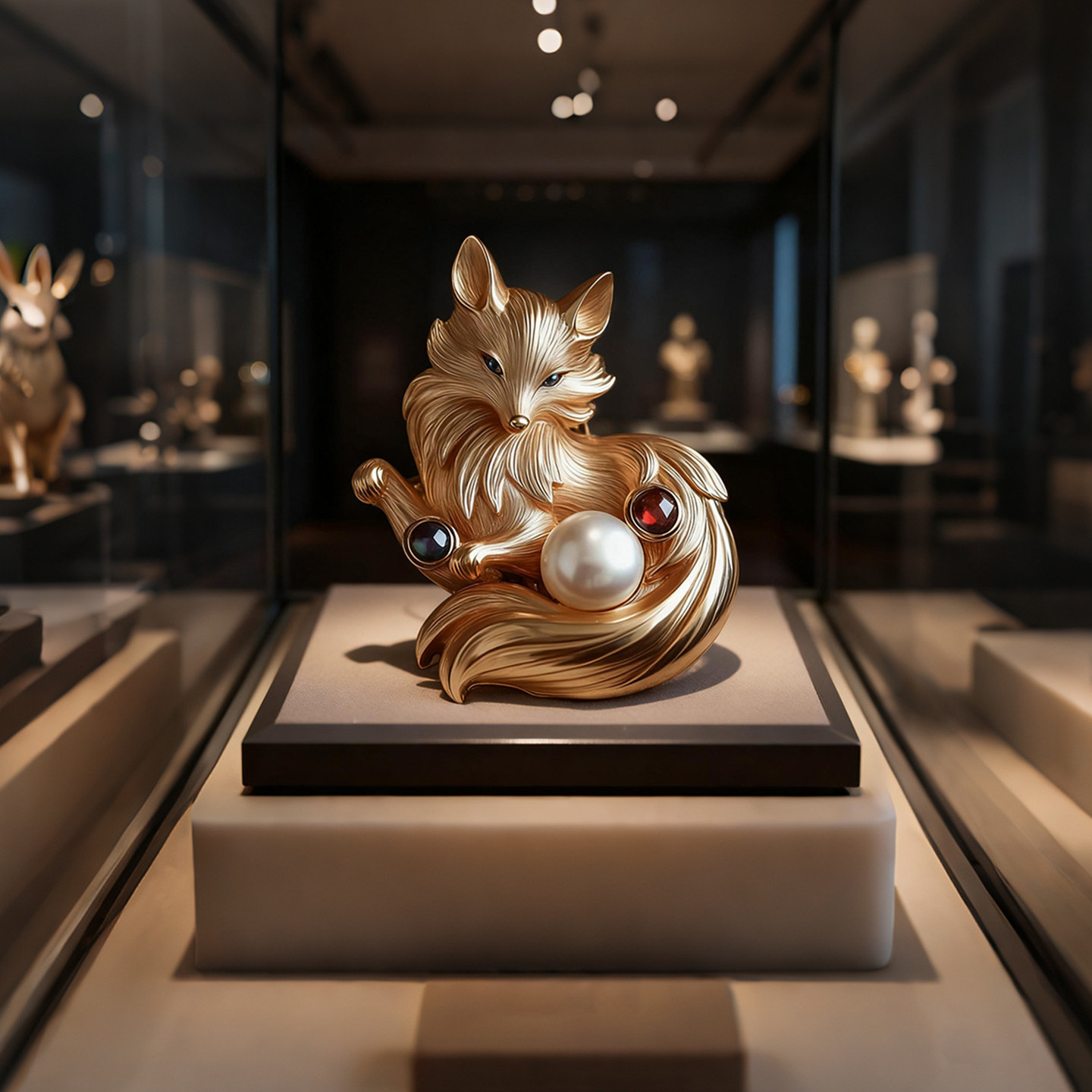 西凉妃子正品胸针吊坠两用狐狸国风天然珍珠可爱奢华胸花胸针礼物