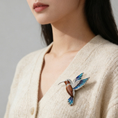 胸针女气质轻奢高端精致时尚 设计师款 原木蜂鸟西装 大衣配饰送礼物