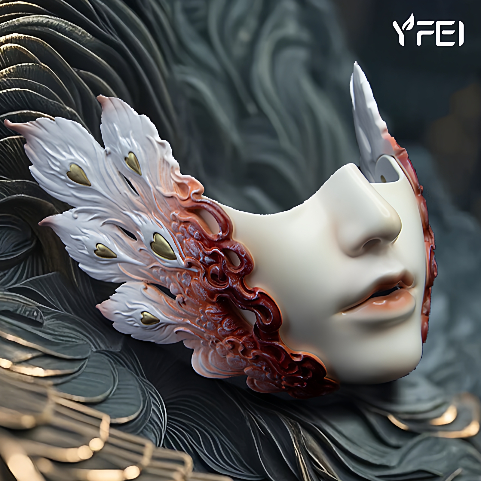 古风半脸美女面具国风摄影道具