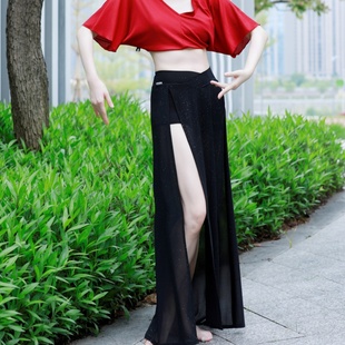 cherrydancer纪小白原创双开叉亮片弹力肚皮舞舞裙下装 练功服2023