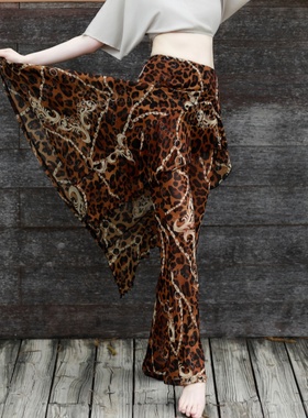 纪小白原创豹纹薄款复古个性显瘦半身裤裙女士印花高腰肚皮舞通勤