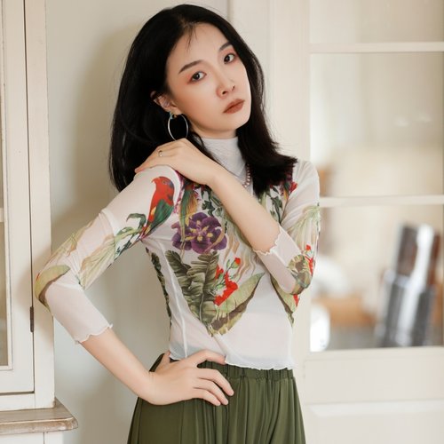 网纱定位纪小白新款女长袖打底衫