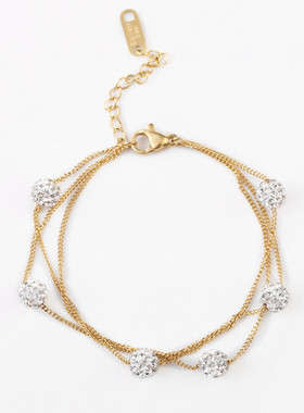 圆钻手链钛钢朋克风夸张女腕链