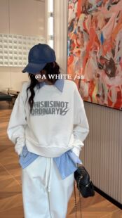 短款 韩版 显瘦圆领卫衣百搭女气质休闲慵懒风上衣潮 新款 2026春季