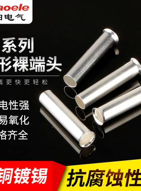 EN管型裸端头EN0508/1508/2510紫铜接线端子冷压插针形铜管铜鼻子
