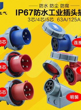 上丰SFN工业插头插座 63A/125A 3芯4芯5芯连接器IP67防水航空插头