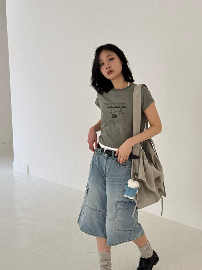 直邮包邮KARE/WEREPIECE韩国女装代购25春夏新款印花短款短袖T恤4