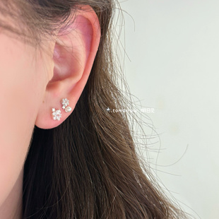 明日见｜星星珍珠 星芒通体999银耳钉女小众设计感百搭