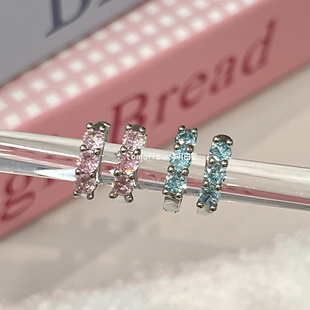 明日见｜彩色锆石耳圈 耳钉女小众设计感高级轻奢气质耳环