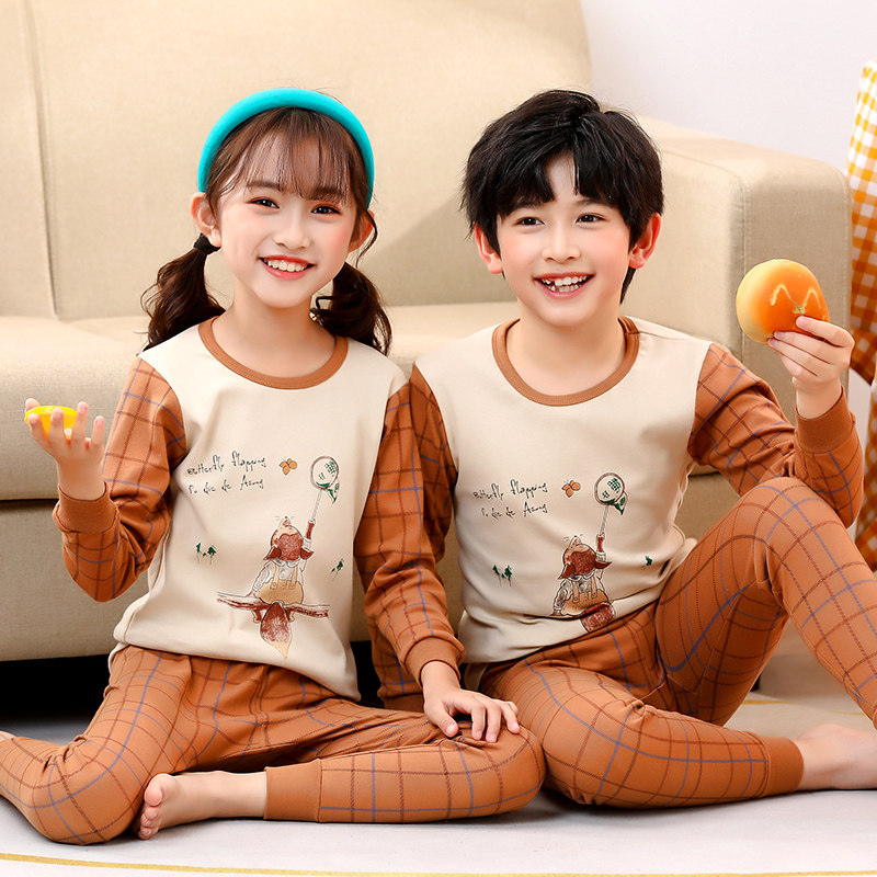 Spring, autumn and winter children's pajamas, pure cotton boys' thin children's clothing, girls' home wear, boys' all-cotton baby and children's pajamas thumbnail 5