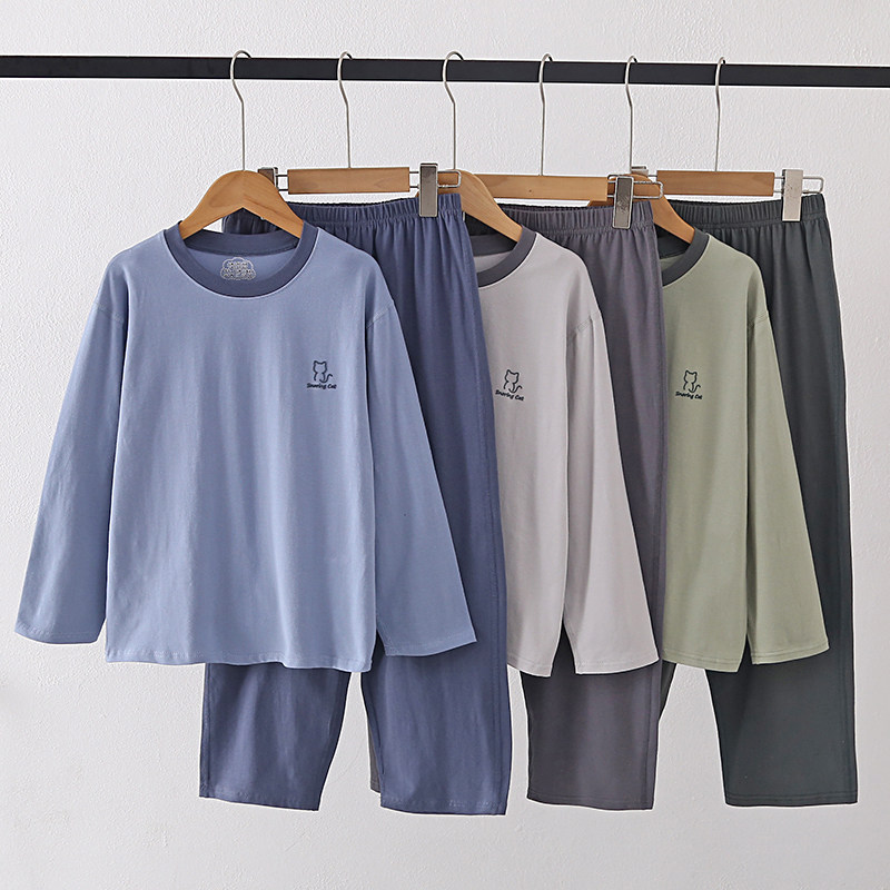 儿童睡衣男童青少年纯棉长袖家居服女孩春秋长裤8-16岁空调服套装