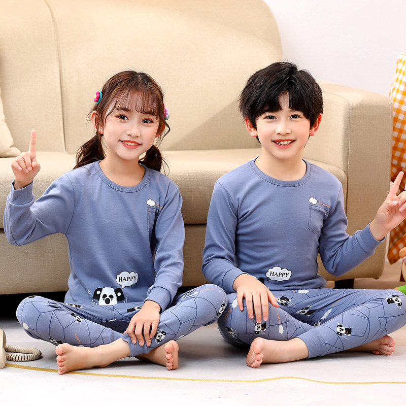 Spring, autumn and winter children's pajamas, pure cotton boys' thin children's clothing, girls' home wear, boys' all-cotton baby and children's pajamas thumbnail 6