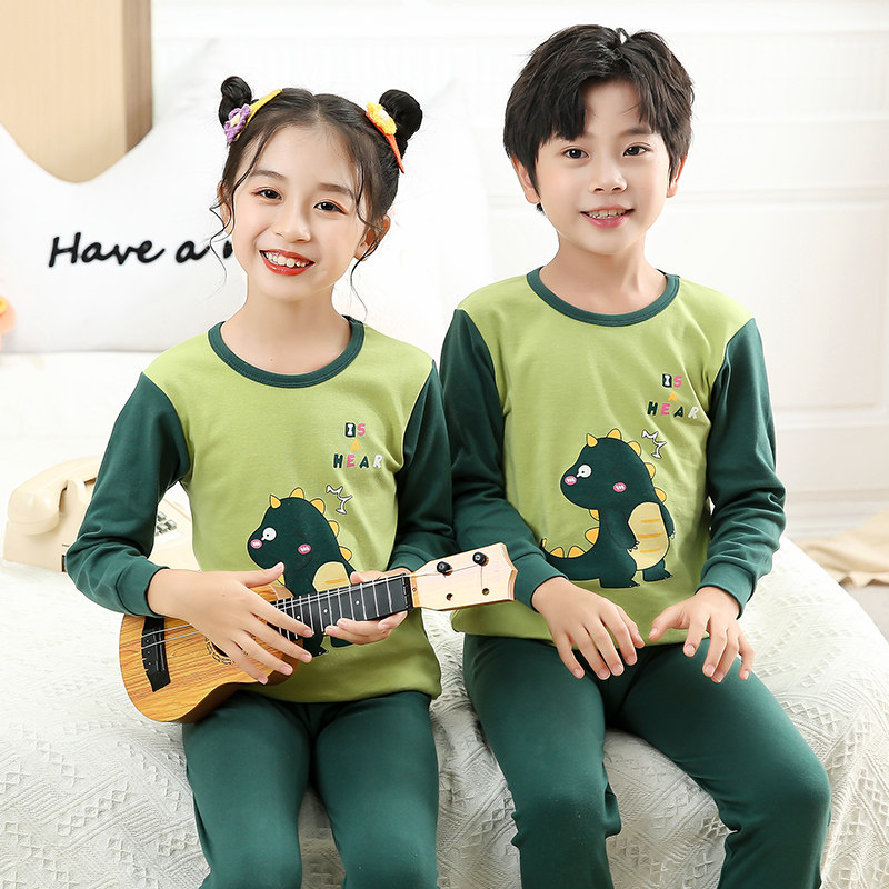Spring, autumn and winter children's pajamas, pure cotton boys' thin children's clothing, girls' home wear, boys' all-cotton baby and children's pajamas thumbnail 4