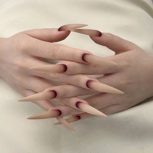 2026新款 手工穿戴甲中长款 尖头磨砂美甲辣妹暗黑哥特风 痛甲2