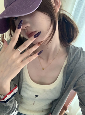 【玳瑁】秋冬新款手工穿戴甲中长款美甲显白紫色琥珀晕染简约风