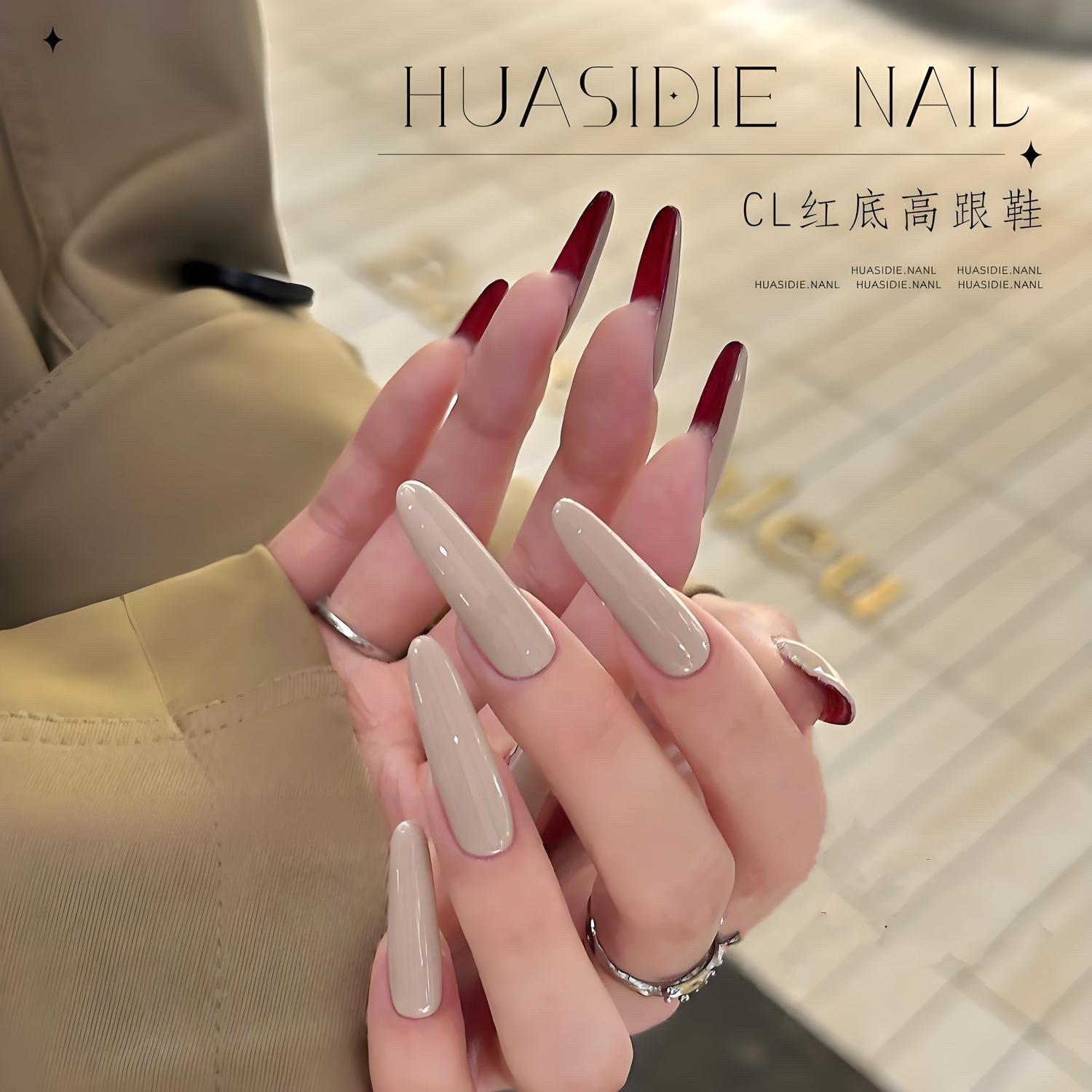 【红底高跟鞋】2025新款秋冬手工穿戴甲中长款美甲显白纯欲裸咖色