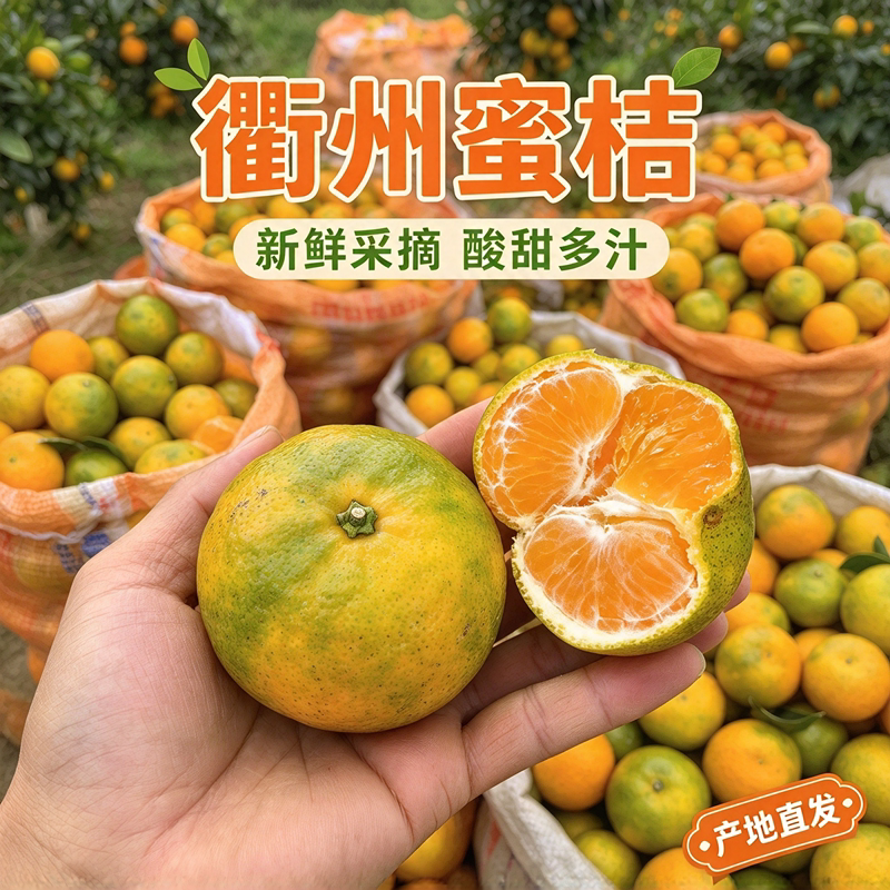 浙江衢州早熟蜜桔农户自产自销自然成熟不催熟多汁蜜橘新鲜桔子