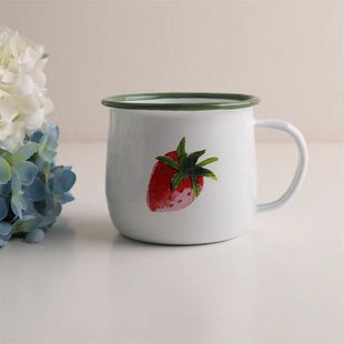 印记搪瓷 草莓搪瓷咖啡杯漱口杯加厚果汁杯牛奶杯水杯 出口芬兰