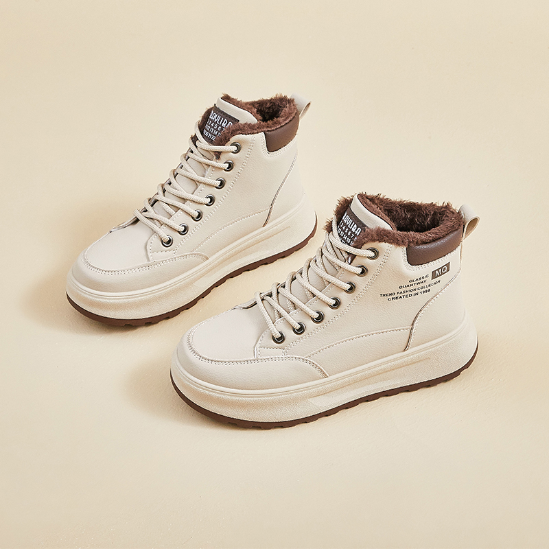 女棉鞋高帮加绒保暖休闲板鞋厚底