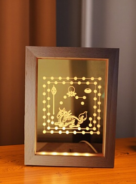 古籍传承精雕佛灯摆件USBLED实木夜灯展灯地藏灯图九莲灯图吉祥灯