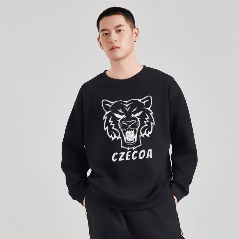 CZECOA潮牌重磅纯棉卫衣老虎头设计感男女情侣连帽衫加绒宽松上衣
