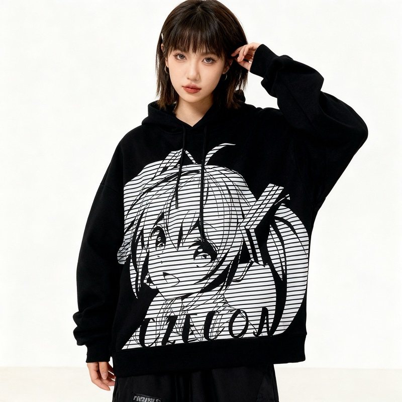 CZECOA动漫连帽卫衣男女生情侣宽松休闲潮牌秋冬加绒高街重磅帽衫,女装/女士精品,卫衣/绒衫,淘宝优惠券,粉丝福利购,淘宝优惠卷