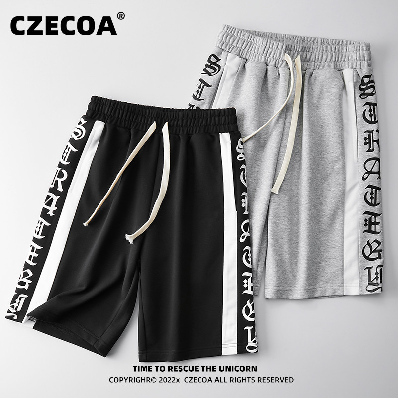 CZECOA短裤哥特字母印花街头嘻哈宽松潮流运动休闲男女百搭五分裤