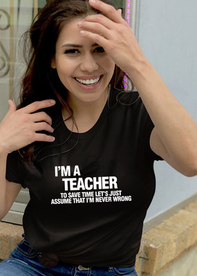 I'm A Teacher Letter T shirt 个性夏季我是老师英文英文字母T恤