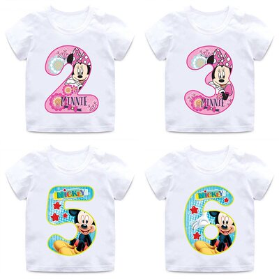 Mouse Birthday Kids T Shrit 夏季儿童生日周岁生日聚会短袖T恤