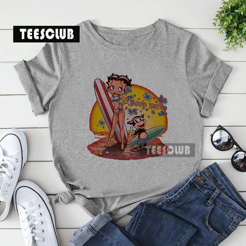 betty boop grey girl t shirt 2021年春夏新款卡通元素灰色t恤衫