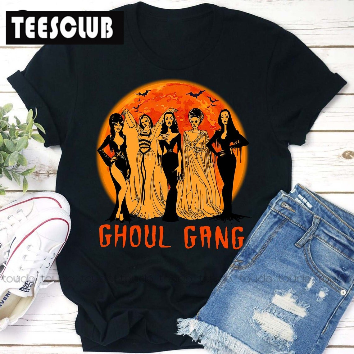 Ghoul Gang Queen Halloween T Shirt 个性欧美风女王短袖黑色T恤
