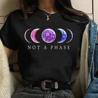 Moon T-shirt: Creative planetary Moon Print Casual and Versatile round-neck men's and women's T-shirt 2022 Design Sense thumbnail 3