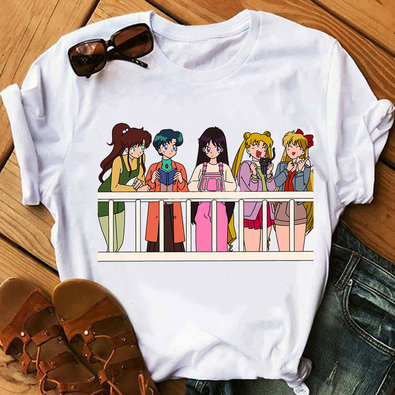 Sailor Moon Harajuku T Shirt Women日本动漫美少女战士周边T恤-封面