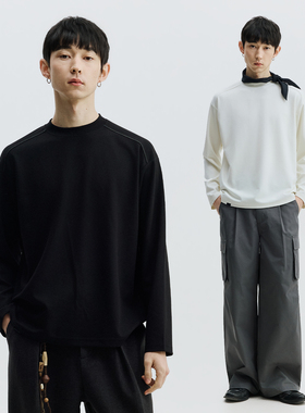 SOMENUM森林 26SS「兰亭序」千鸟锁边线莫代尔肌理亲肤混纺男长袖