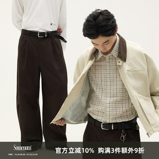 SOMENUM森林 头层牛皮老钱男亮面定制金属真皮挂件腰带皮带 25AW