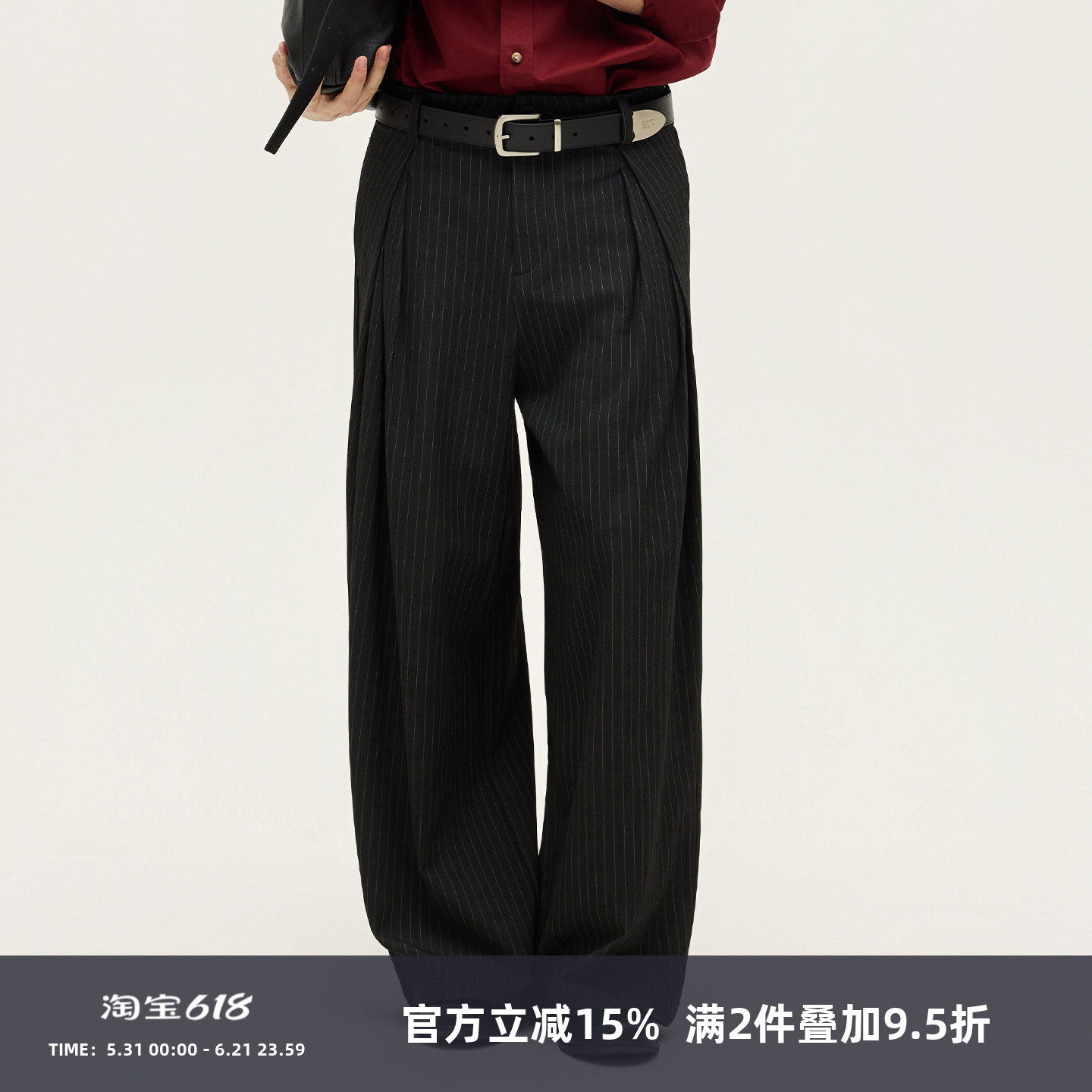 SOMENUM 25AW「皇室银白条」异型三褶老钱风立体直筒垂感长裤西裤