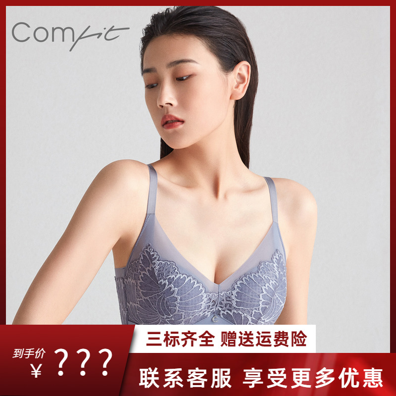 【风巢杯】Comfit大胸显小内衣女薄款透气蕾丝大码文胸CB00110