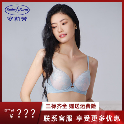 安莉芳专柜新品蕾丝桑蚕丝立体厚模杯文胸女小胸聚拢内衣EB00987
